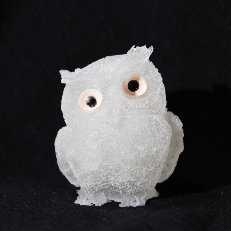 🎁🦉 Natürlicher Kristall-Edelstein-Harz-Eulen-Dekor – Handgefertigter Tischornament für zu Hause, Büro, Auto & Hochzeit