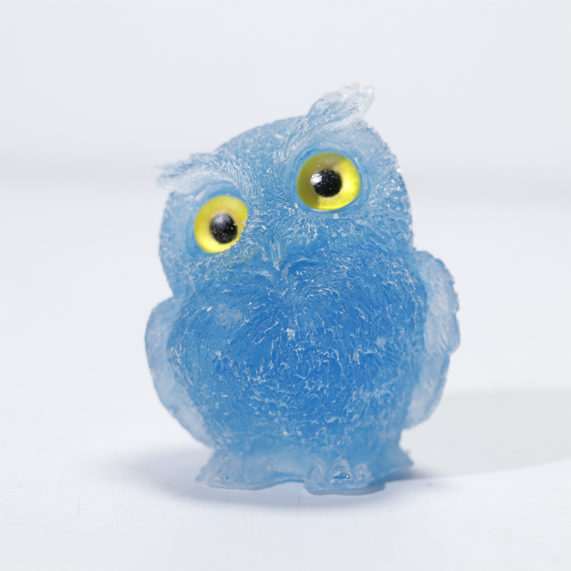 🎁🦉 Natürlicher Kristall-Edelstein-Harz-Eulen-Dekor – Handgefertigter Tischornament für zu Hause, Büro, Auto & Hochzeit