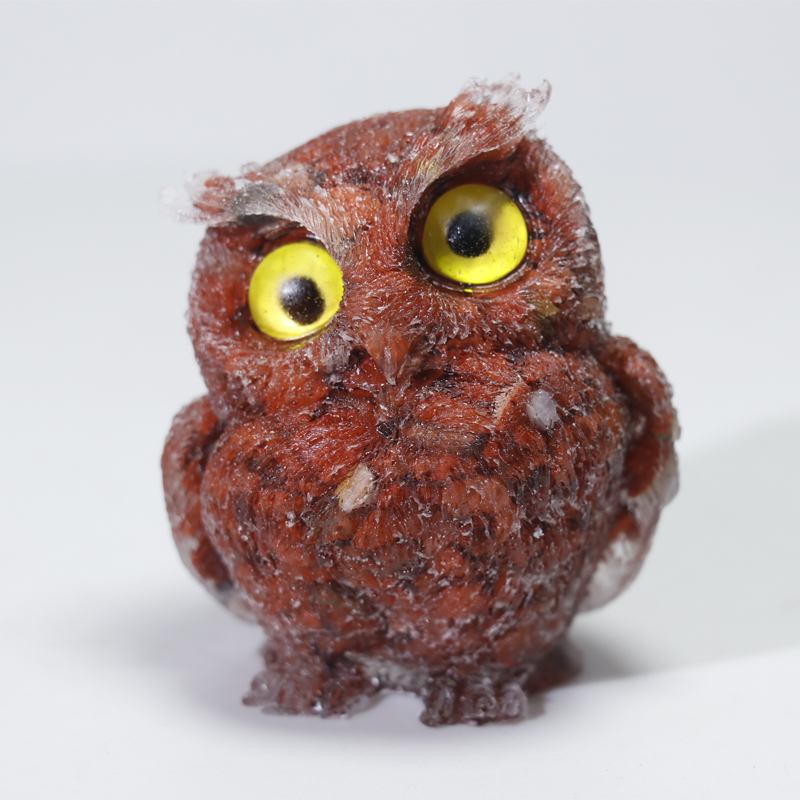 🎁🦉 Natürlicher Kristall-Edelstein-Harz-Eulen-Dekor – Handgefertigter Tischornament für zu Hause, Büro, Auto & Hochzeit