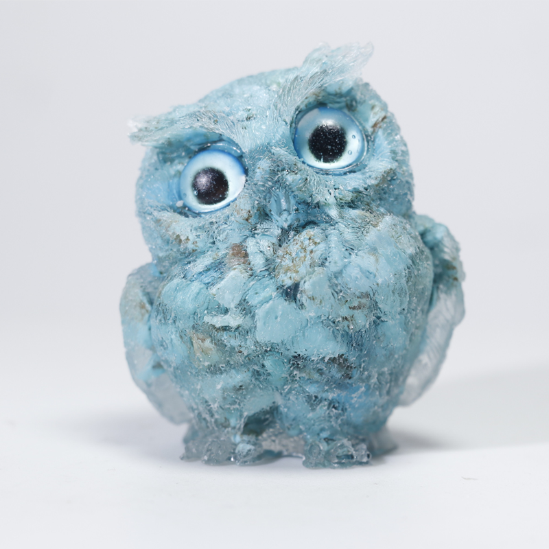 🎁🦉 Natürlicher Kristall-Edelstein-Harz-Eulen-Dekor – Handgefertigter Tischornament für zu Hause, Büro, Auto & Hochzeit