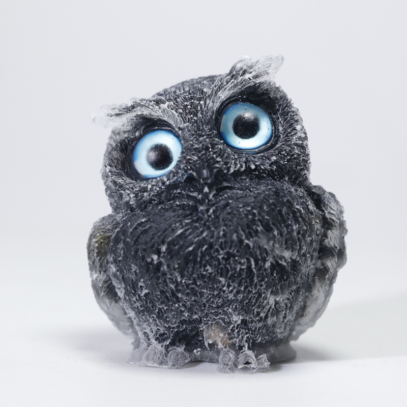 🎁🦉 Natürlicher Kristall-Edelstein-Harz-Eulen-Dekor – Handgefertigter Tischornament für zu Hause, Büro, Auto & Hochzeit