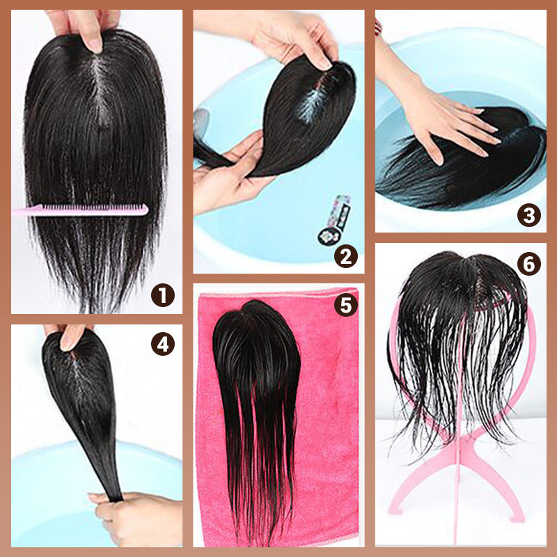 🔥Versandkostenfrei⏰ Nur noch heute 50% Rabatt! 🖤 Damen Clip-in Haarteil in natürlichem Schwarz | Unsichtbare Spitzenhaarverlängerung gegen dünne Stellen & Geheimratsecken, natürliches Echthaar-Look ✨