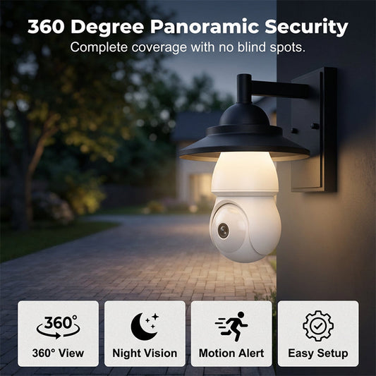 📢📢50 % Rabatt!! ⏰💡Drahtlose Sicherheitskamera in Form einer Glühbirne – 360° PTZ-Glühbirnen-Kamera mit 2K-Auflösung| 2-Wege-Audio & intelligente Bewegungsverfolgung🛡️🔔