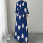 👗⏰ 50% RABATT+Versandkostenfrei!🌸🌿Elegantes Damen Maxikleid mit V-Ausschnitt & Retro-Print – Fließender Stoff, Glockenärmel & kontrastierende schwarze Besätze – Perfekt für Urlaub, Picknick & Abendausflüge ✨