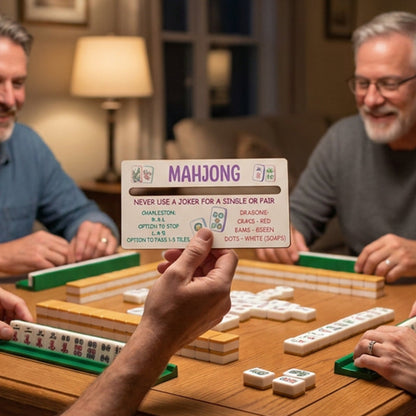 📏🀄 Mahjong-Linienleser mit Vergrößerung & Spielregeln – 4er-Set aus Holz für Anfänger & Profis
