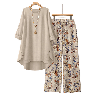 🔥 Letzter Tag! 50% Rabatt NEU Damen 2-Teiler Baumwoll-Leinen Set ✨ Boho Blumenprint, locker & atmungsaktiv für Sommer & Urlaub