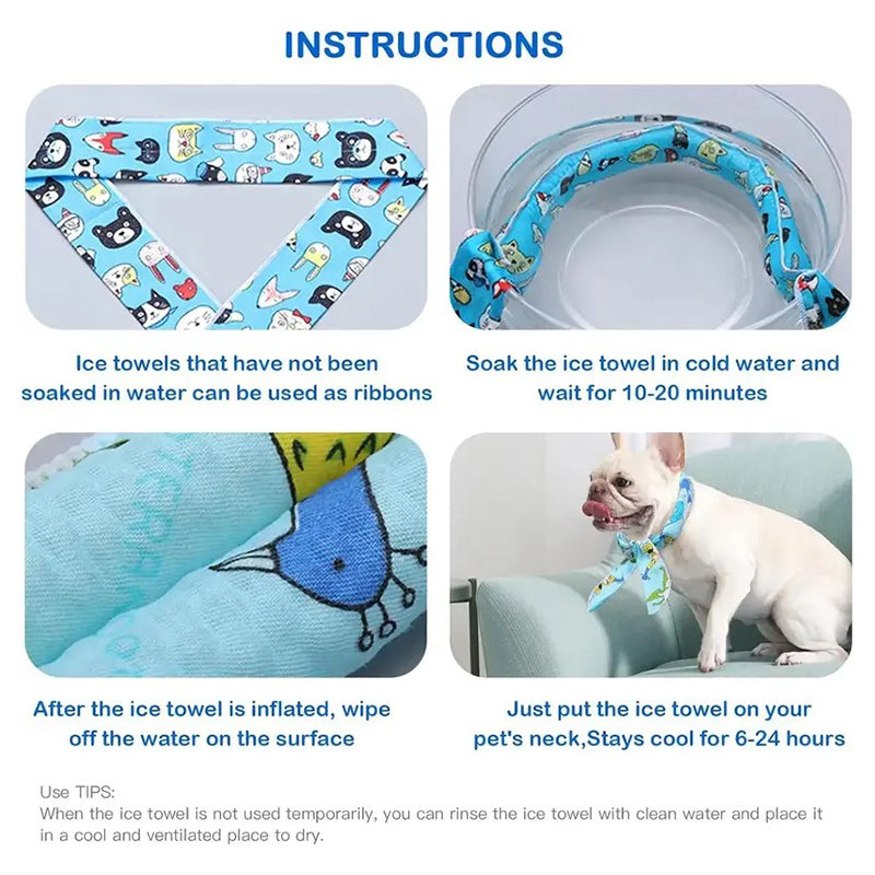 📢📢50 % RABATT!! ⏰🎂 Kühlender Sommer-Schal für Hunde & Katzen – niedliches Cartoon-Design, als Geburtstags-Accessoire & praktische Kühlhilfe an heißen Tagen 🐾❄️