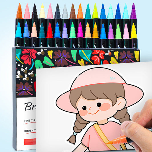 🎨 50% RABATT! ⏳🖌️Schnelltrocknendes Acrylmarker-Set mit zwei Spitzen✨