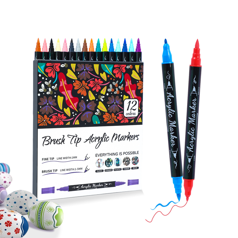 🎨 50% RABATT! ⏳🖌️Schnelltrocknendes Acrylmarker-Set mit zwei Spitzen✨