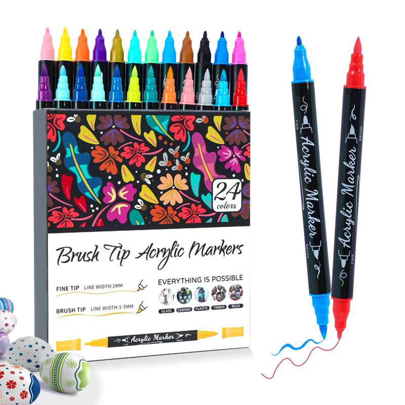 🎨 50% RABATT! ⏳🖌️Schnelltrocknendes Acrylmarker-Set mit zwei Spitzen✨