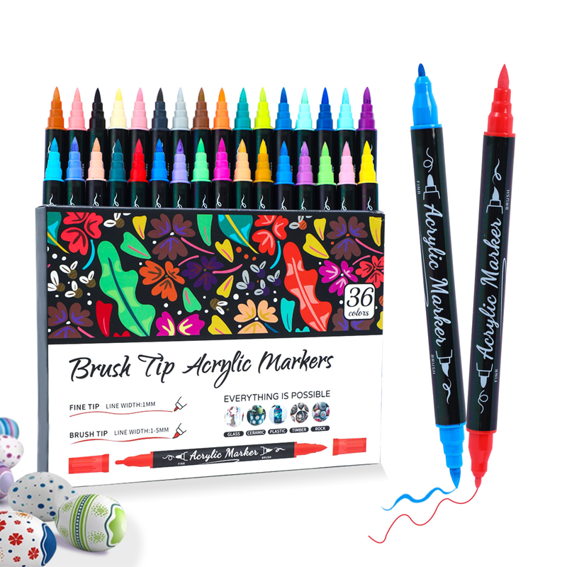 🎨 50% RABATT! ⏳🖌️Schnelltrocknendes Acrylmarker-Set mit zwei Spitzen✨