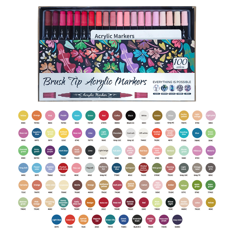 🎨 50% RABATT! ⏳🖌️Schnelltrocknendes Acrylmarker-Set mit zwei Spitzen✨