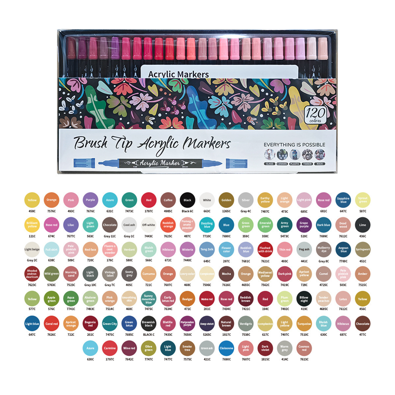 🎨 50% RABATT! ⏳🖌️Schnelltrocknendes Acrylmarker-Set mit zwei Spitzen✨