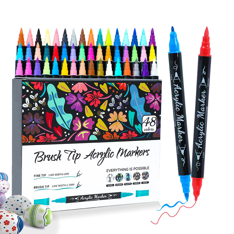 🎨 50% RABATT! ⏳🖌️Schnelltrocknendes Acrylmarker-Set mit zwei Spitzen✨