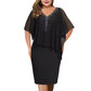 🌸Sommerangebote 2026💐Strassbesetztes Cape-Kleid mit V-Ausschnitt und Chiffon-Überwurf