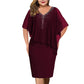 🌸Sommerangebote 2026💐Strassbesetztes Cape-Kleid mit V-Ausschnitt und Chiffon-Überwurf