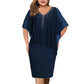 🌸Sommerangebote 2026💐Strassbesetztes Cape-Kleid mit V-Ausschnitt und Chiffon-Überwurf