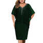 🌸Sommerangebote 2026💐Strassbesetztes Cape-Kleid mit V-Ausschnitt und Chiffon-Überwurf