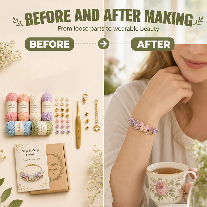 🔥🎁50 % Rabatt!!🥳DIY-Häkelarmband-Set mit Naturmotiven🧶🌿