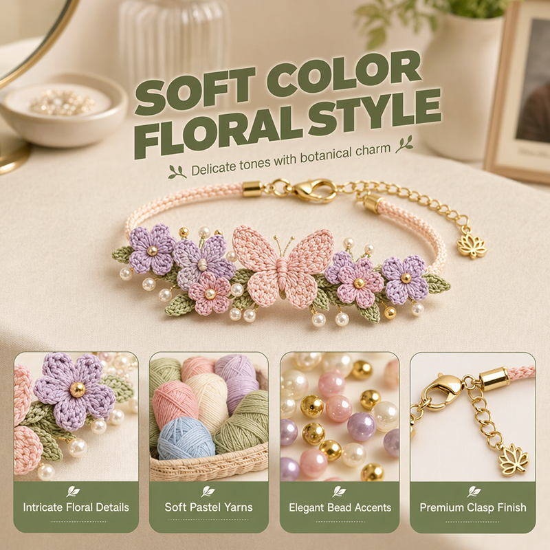 🔥🎁50 % Rabatt!!🥳DIY-Häkelarmband-Set mit Naturmotiven🧶🌿