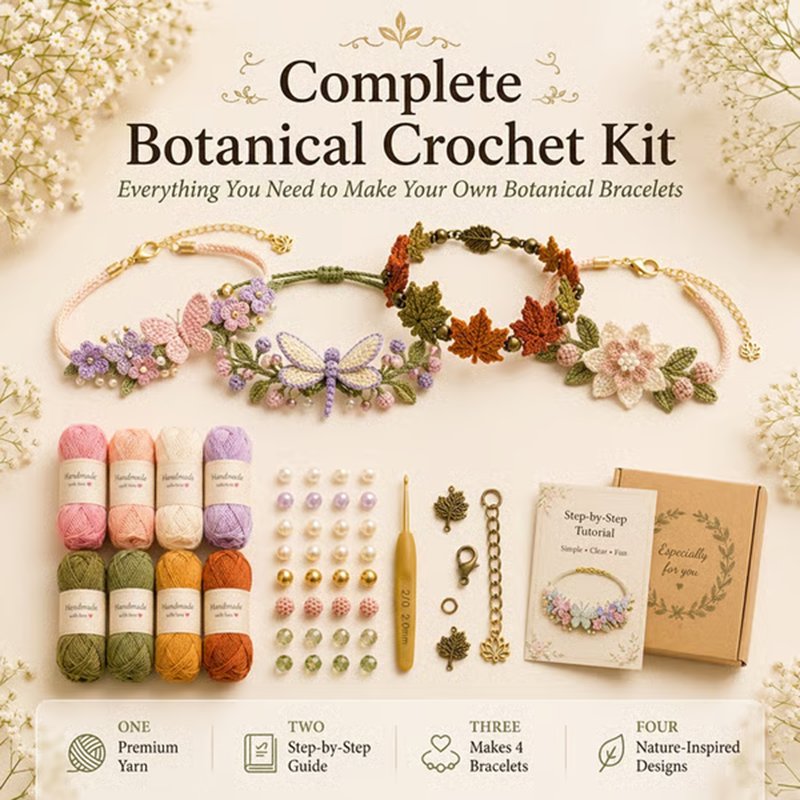 🔥🎁50 % Rabatt!!🥳DIY-Häkelarmband-Set mit Naturmotiven🧶🌿