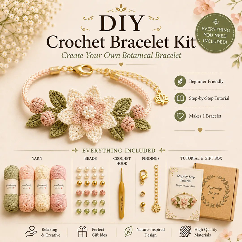 🔥🎁50 % Rabatt!!🥳DIY-Häkelarmband-Set mit Naturmotiven🧶🌿