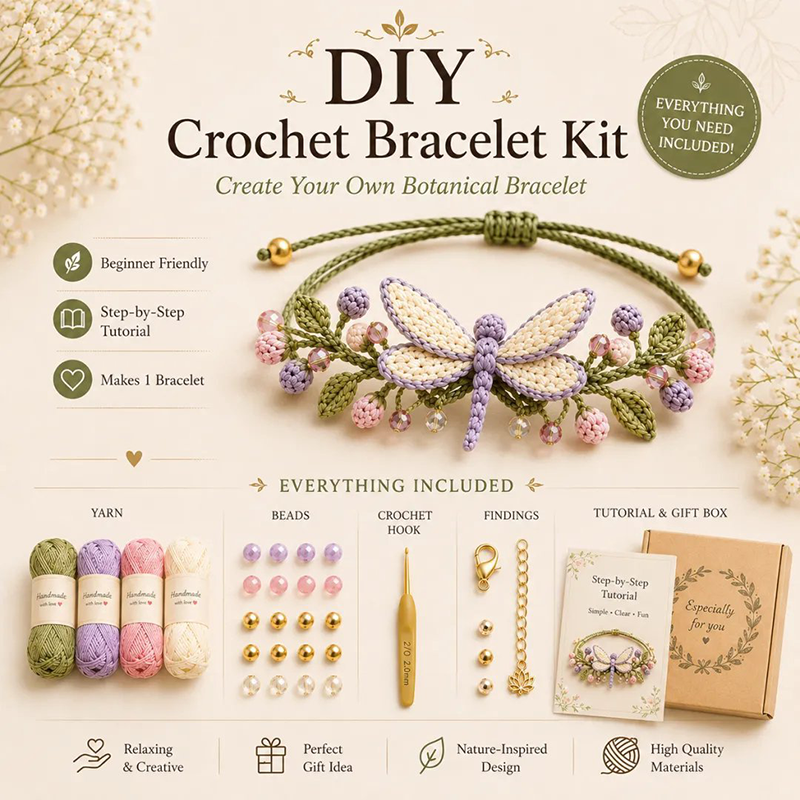 🔥🎁50 % Rabatt!!🥳DIY-Häkelarmband-Set mit Naturmotiven🧶🌿
