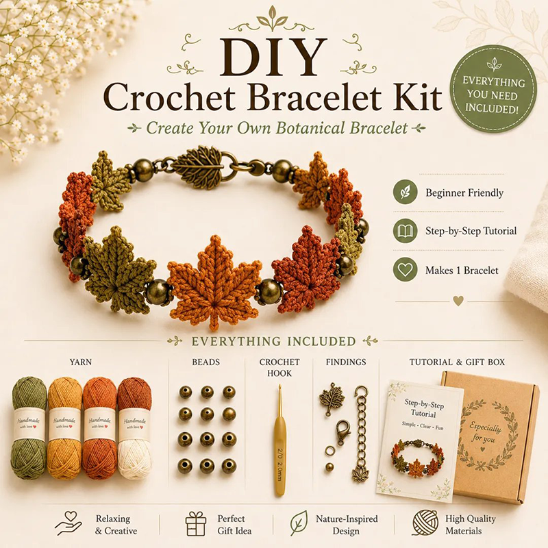 🔥🎁50 % Rabatt!!🥳DIY-Häkelarmband-Set mit Naturmotiven🧶🌿