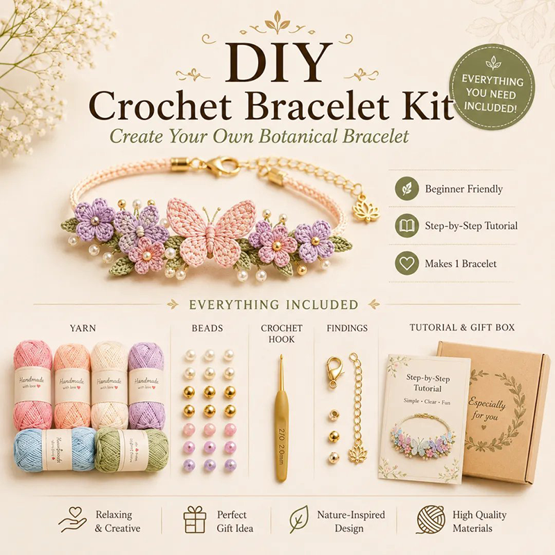 🔥🎁50 % Rabatt!!🥳DIY-Häkelarmband-Set mit Naturmotiven🧶🌿