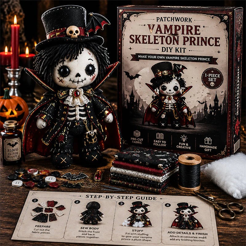 🥳 50 % Rabatt!! 🎁 Halloween DIY Nähanleitung-Set für Skelett-Puppe 🎃💀