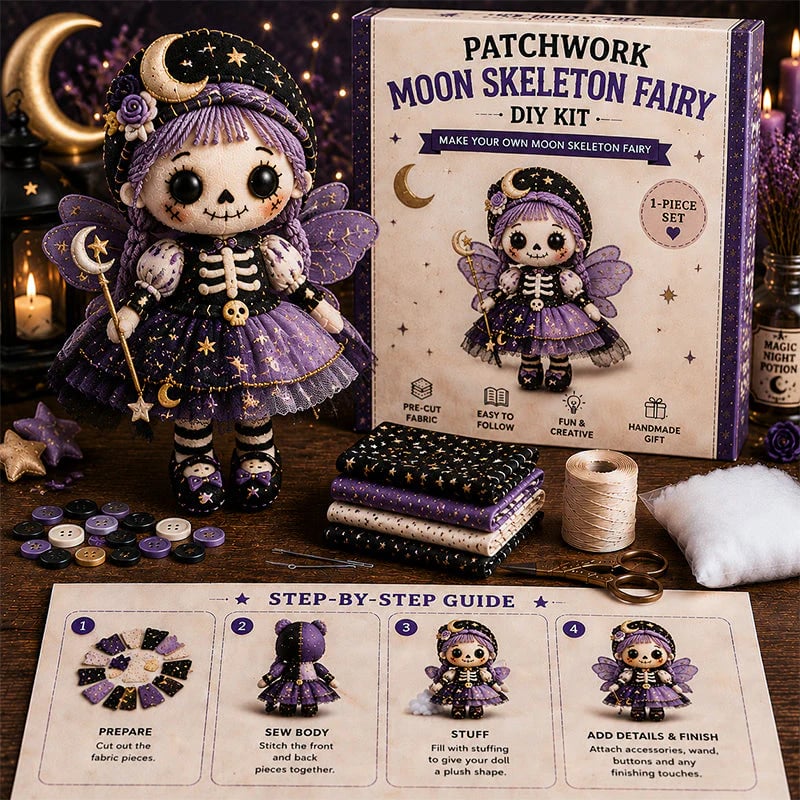 🥳 50 % Rabatt!! 🎁 Halloween DIY Nähanleitung-Set für Skelett-Puppe 🎃💀