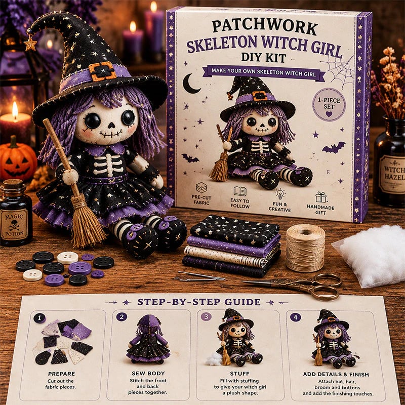 🥳 50 % Rabatt!! 🎁 Halloween DIY Nähanleitung-Set für Skelett-Puppe 🎃💀