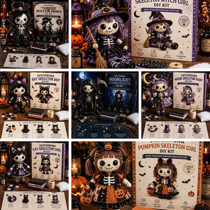 🥳 50 % Rabatt!! 🎁 Halloween DIY Nähanleitung-Set für Skelett-Puppe 🎃💀