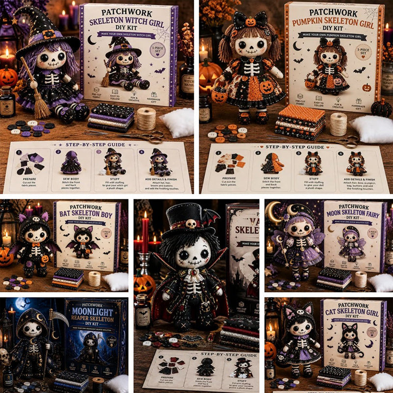 🥳 50 % Rabatt!! 🎁 Halloween DIY Nähanleitung-Set für Skelett-Puppe 🎃💀