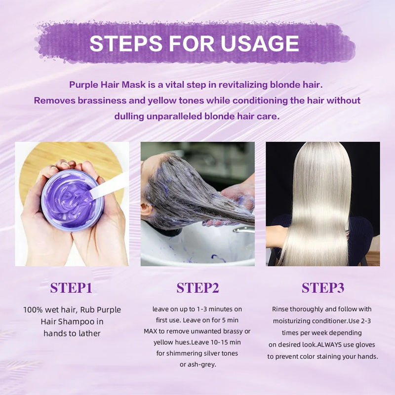 🏆 Letzter Tag zum Sonderpreis von nur 9 €!✨Feuchtigkeitsspendende, violette Haarmaske mit langanhaltendem Duft, Anti-Gelbstich-Intensivpflege für blondiertes Haar