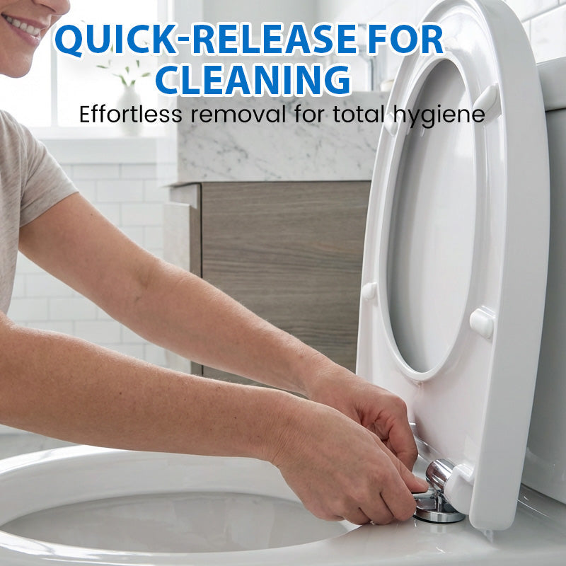 📢📢50 % Rabatt!! ⏰🚽 Ergonomischer Soft-Close-Toilettensitz mit Ein-Klick-Abnehmbefunktion, einfache Montage | 🧽 Dicker PP-Sitz leicht zu reinigen, passend für U/V/O-/quadratische Becken