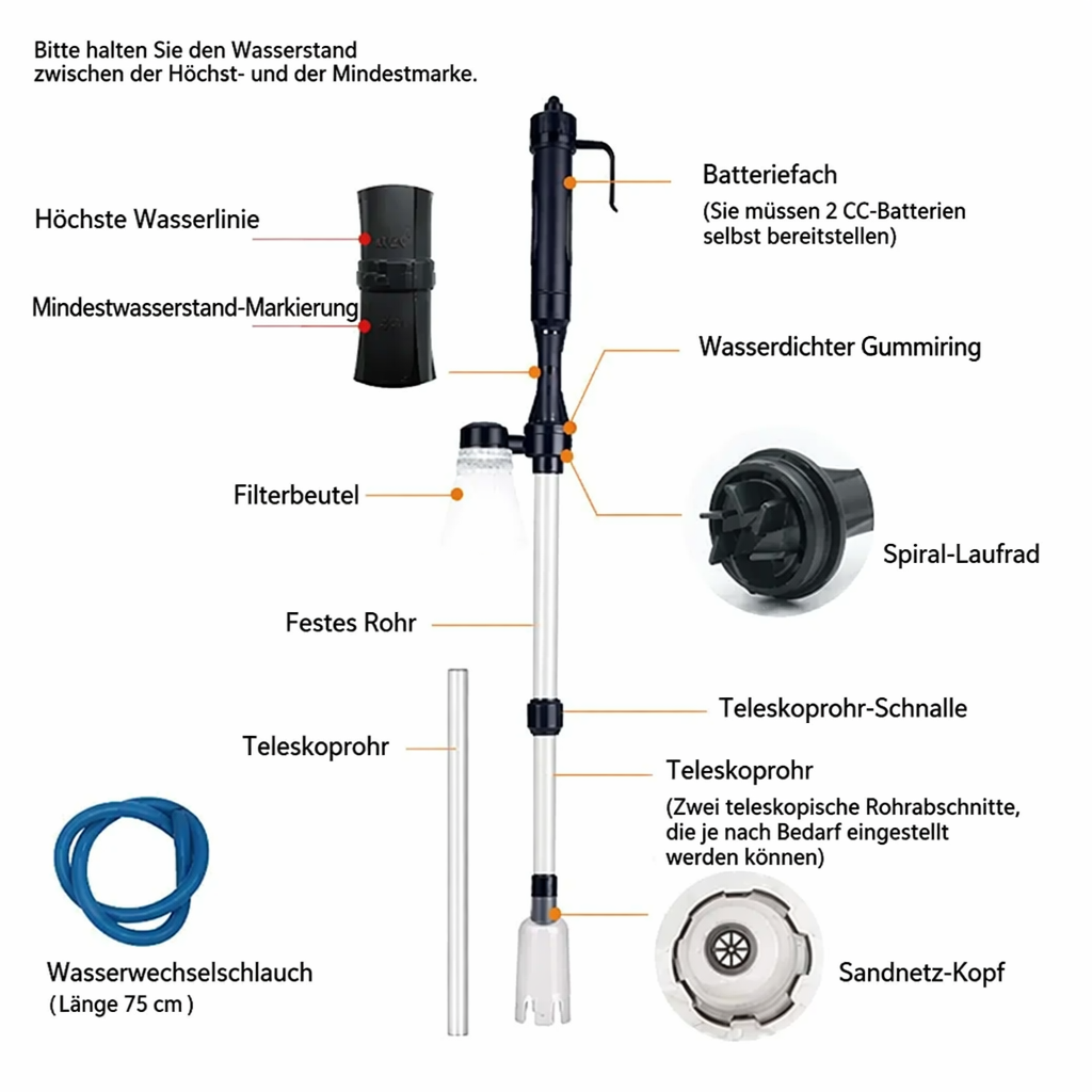 🐠 50% RABATT! ⚡ Elektrischer Aquarienkiesreiniger – Automatischer Mulmabsauger, wiederaufladbar & wasserdicht – Sauberes Aquarium ohne Wasserwechselstress ✨