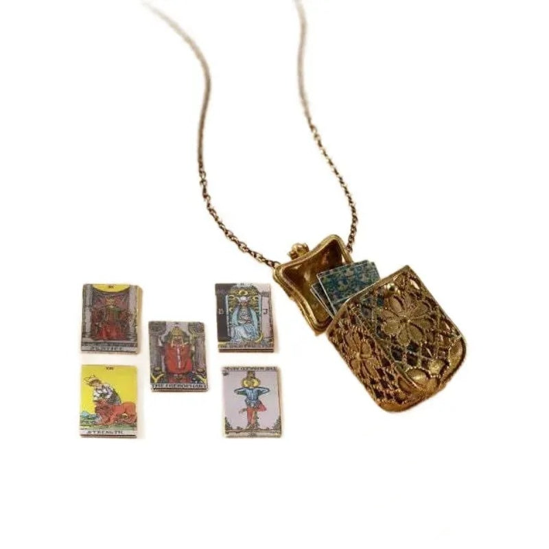 🔮✨ Vintage Tarot Medaillon-Halskette mit Anhänger  🎁 −50 % JETZT!!