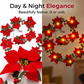 🎄 Weihnachts‑Poinsettia‑Lichterkette, bunte Weihnachtsstern‑Blumen‑LED‑Lichterkette für Dekoration, Innen‑ und Außeneinsatz