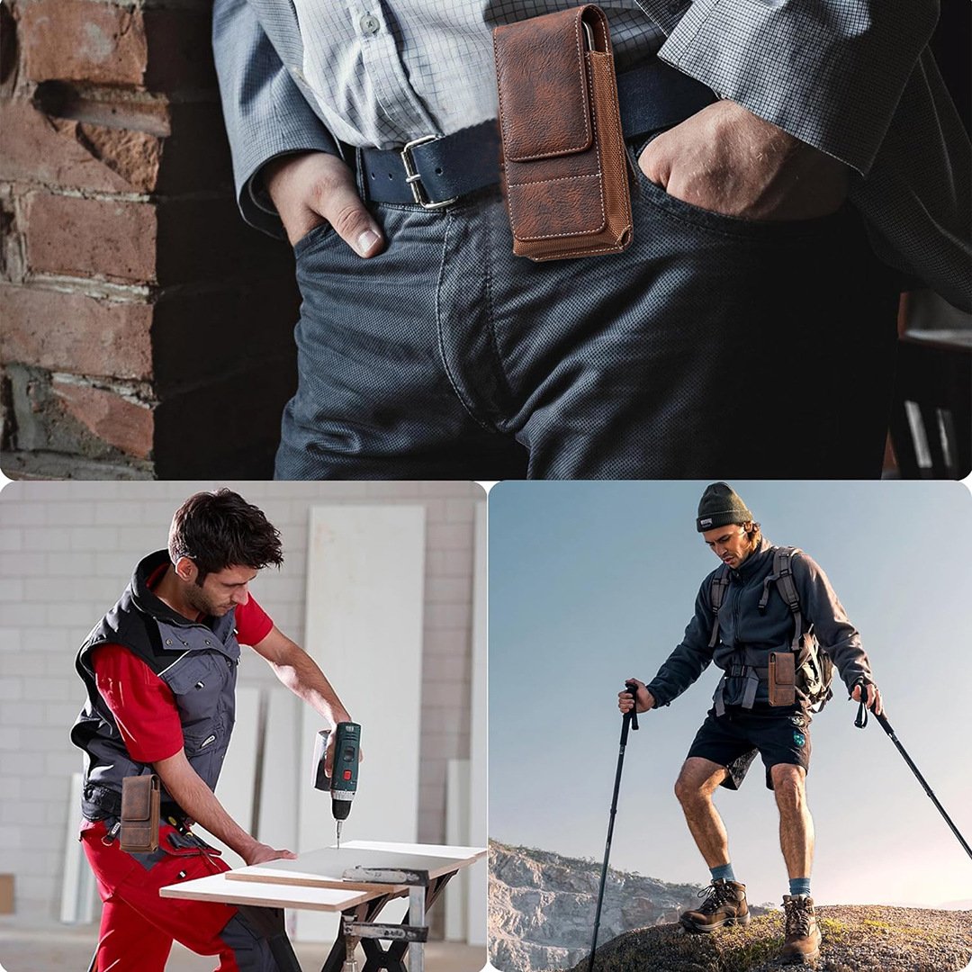 ⚡ Großer Rabatt | Gürteltasche für Smartphones 📱 Mehrfach-Tasche aus Leder mit Kartenfach