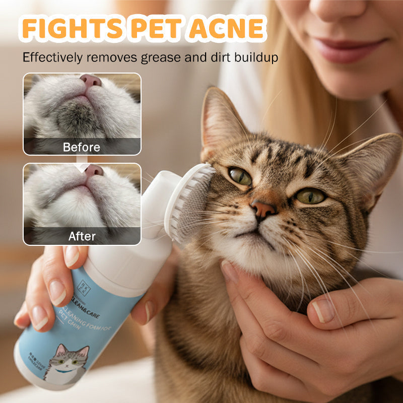 Reinigungsschaum für das Kinn von Haustieren ohne Abspülen mit Silikonbürste