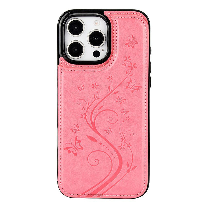 💥⏳ 50 % RABATT! 📱 Elegante Handyhülle mit Blumen‑Schmetterling‑Muster, schlankem Kartenfach, stoßfestem Silikon, praktischer Aufbewahrung für Ausweise