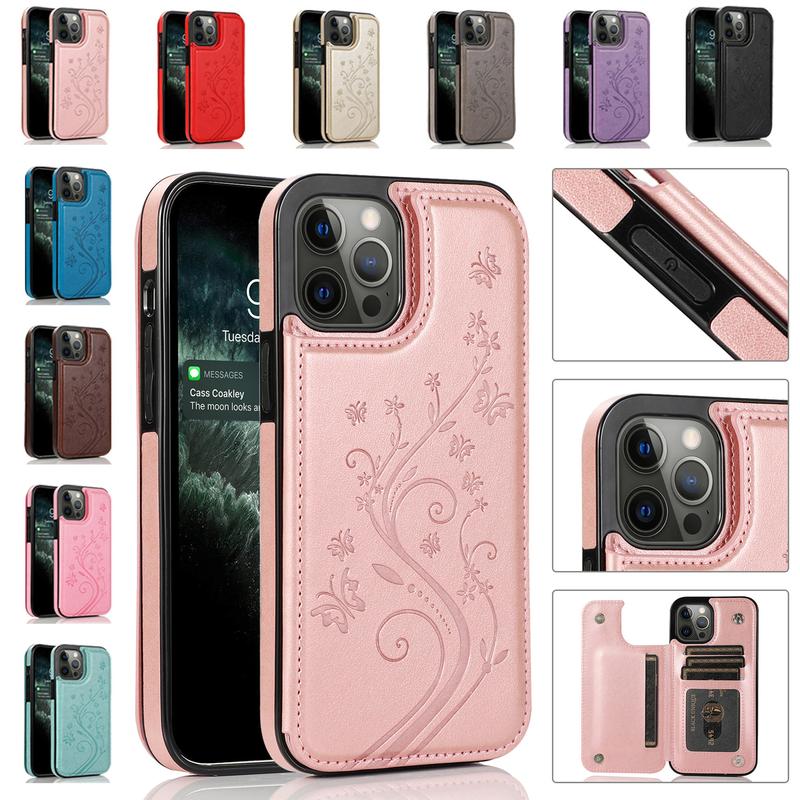 💥⏳ 50 % RABATT! 📱 Elegante Handyhülle mit Blumen‑Schmetterling‑Muster, schlankem Kartenfach, stoßfestem Silikon, praktischer Aufbewahrung für Ausweise