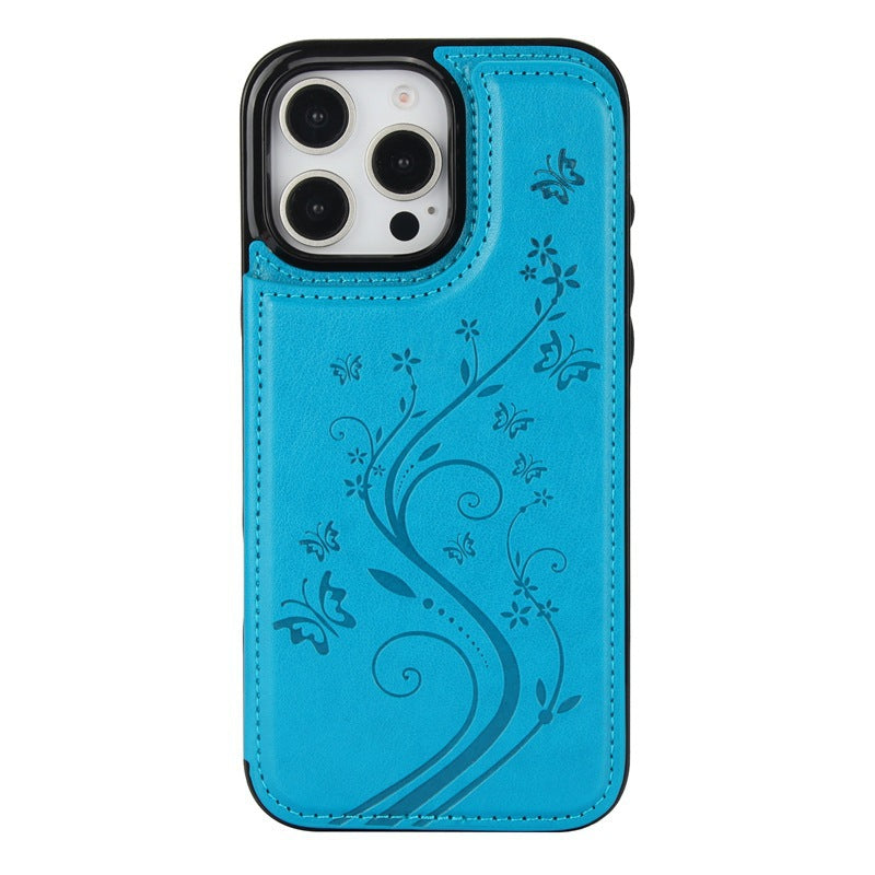 💥⏳ 50 % RABATT! 📱 Elegante Handyhülle mit Blumen‑Schmetterling‑Muster, schlankem Kartenfach, stoßfestem Silikon, praktischer Aufbewahrung für Ausweise