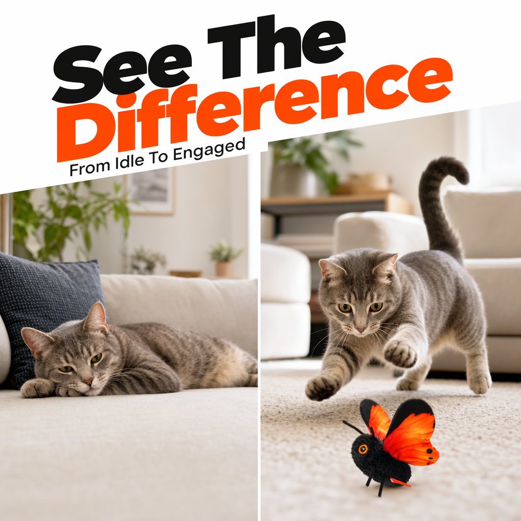 🦋🐱 Intelligentes Schmetterlingsspielzeug mit Sensor – 50 % reduziert! Bewegungsaktiviert, realistischer Flug, interaktives Spiel – unterhält Ihre Katze stundenlang. 🔥✨