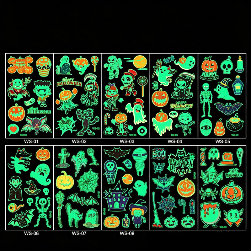 📢📢 JETZT 50 % RABATT!! ⏰Leuchtende Halloween-Tattoos für Kinder – Wasserfeste Cartoon-Glow-Sticker