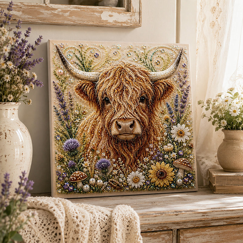 🎁💛 Highland Cow Pearl Art DIY-Set – Entspannendes Bastelprojekt zur Gestaltung atemberaubender Küstenkunstwerke (📦 2 kaufen, versandkostenfrei)