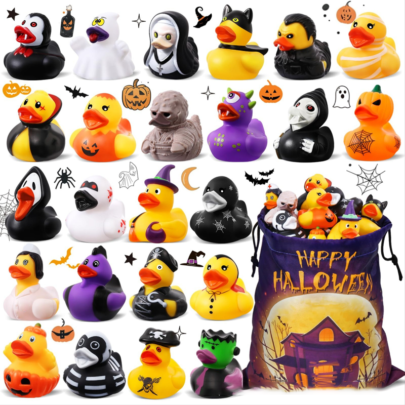 🎃 Halloween-Enten-Badespielzeug – 12er-Pack gruselige Quietscheentchen für Kinder, lustiges Badespielzeug zum Süßes-oder-Saures-Spielen, als Mitgebsel und Deko 🦇🧡