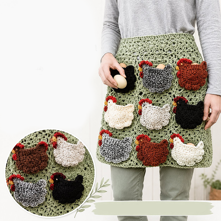 🔥 Alle 50% Rabatt + versandfrei 🐥🥚Gehäkelte Schürze zum Eiersammeln für Bauernhof & Haushalt✨