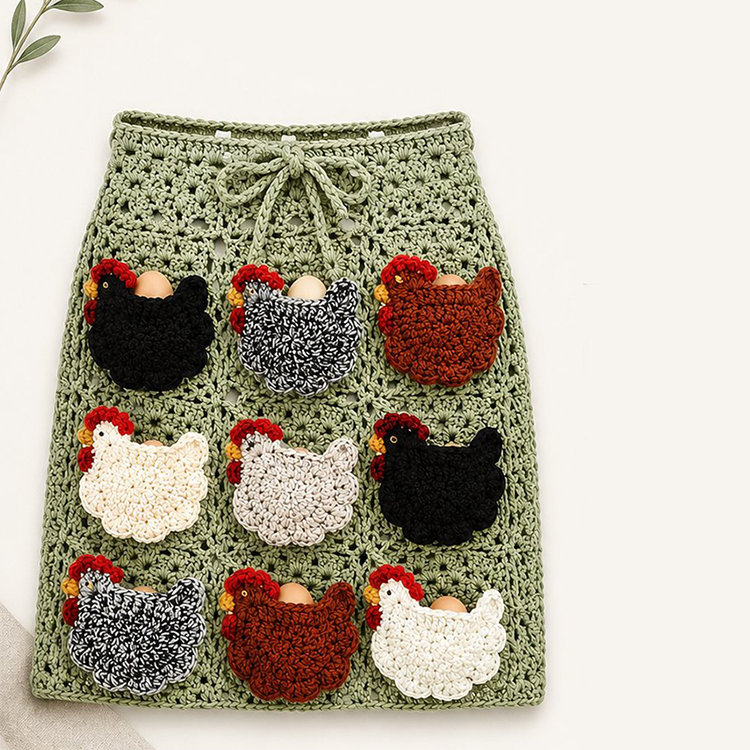 🔥 Alle 50% Rabatt + versandfrei 🐥🥚Gehäkelte Schürze zum Eiersammeln für Bauernhof & Haushalt✨